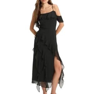 wild fable -Shoulder Ruffle High-Low Dress XS